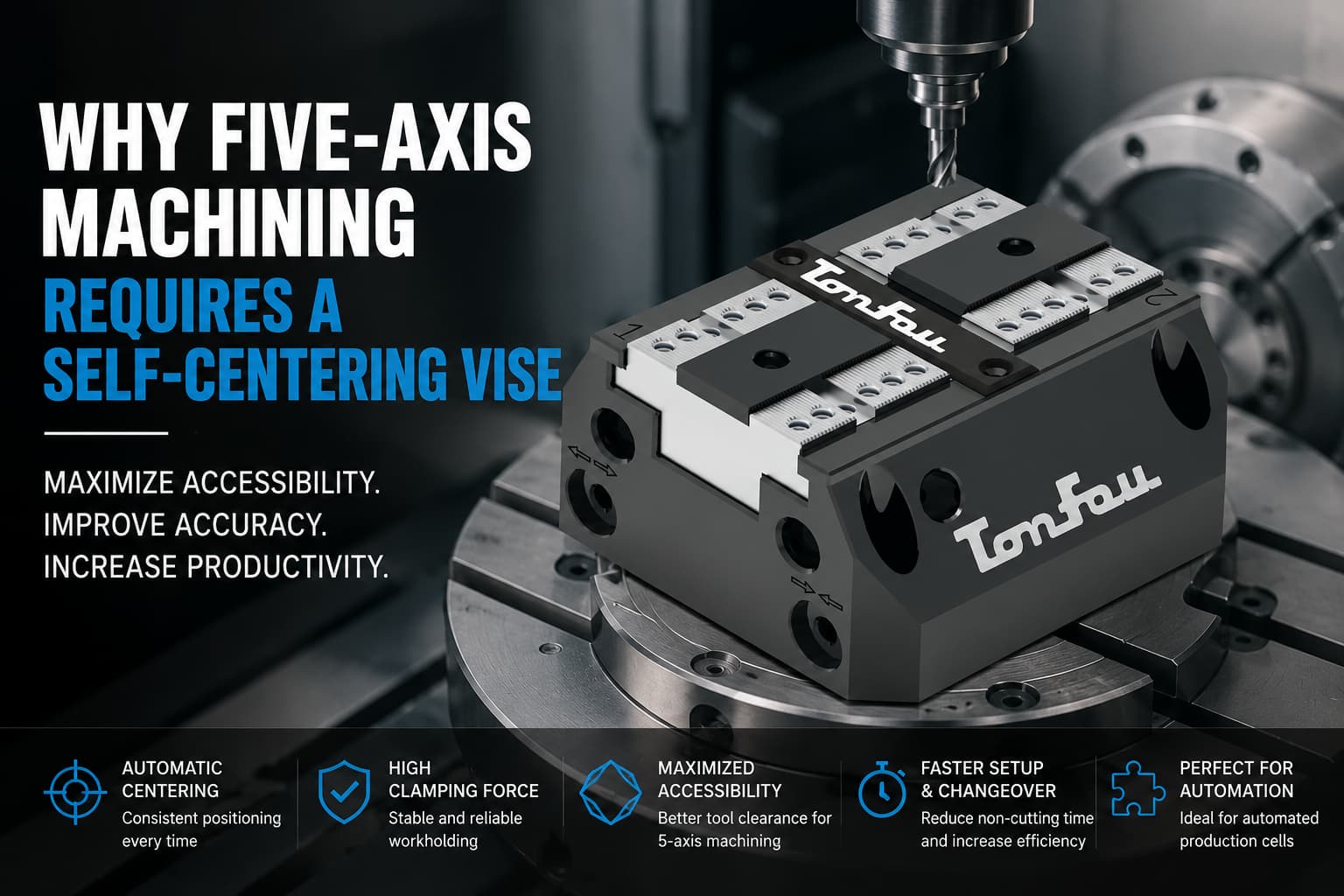 Why Five-Axis Machining Requires a Self-Centering Vise